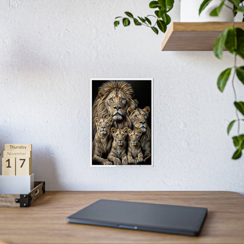 Majestic Lion Family Gloss Poster - Wildlife Wall Art for Home Decor