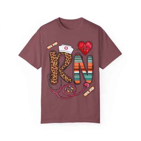 RN Nurse Graphic T-Shirt - Cute Leopard Print Design for Healthcare Workers