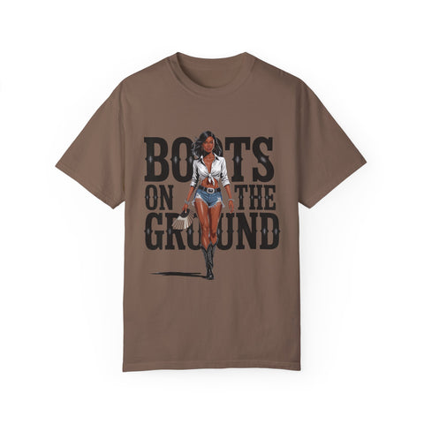 Unisex Garment-Dyed T-shirt - 'Boots on the Ground' Graphic Tee