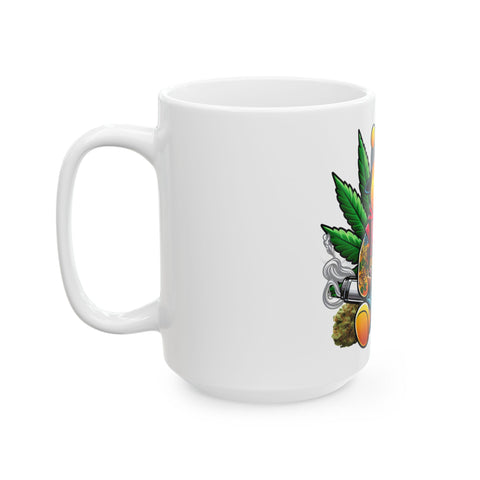 Tattooed Bear Ceramic Mug - Fun 11oz & 15oz Coffee Cup for Cannabis Lovers