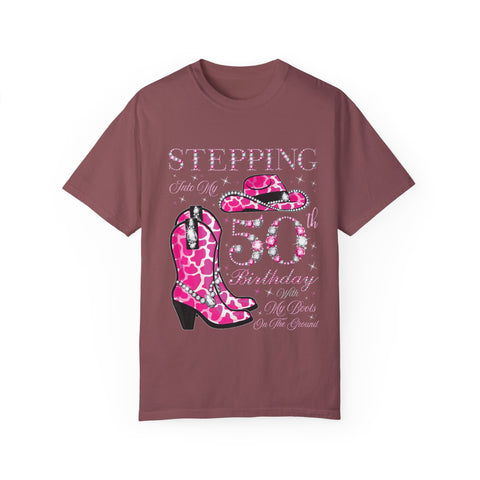 50th Birthday Cowgirl T-Shirt | Unisex Garment-Dyed Tee