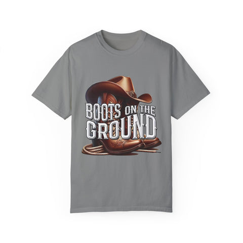 Unisex Garment-Dyed T-Shirt - 'Boots on the Ground' Country Lifestyle Tee