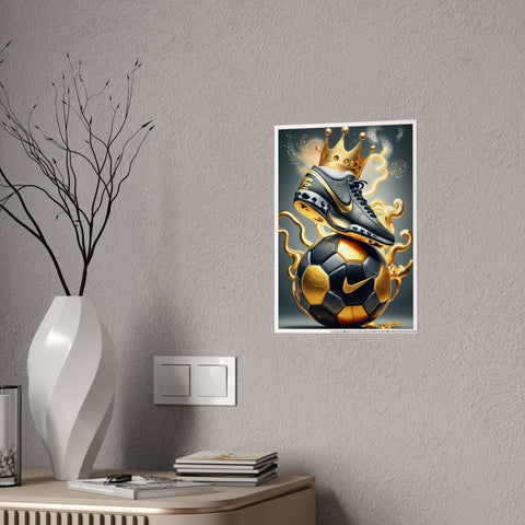 Sporty Crowned Soccer Gloss Poster - Perfect for Sports Fans
