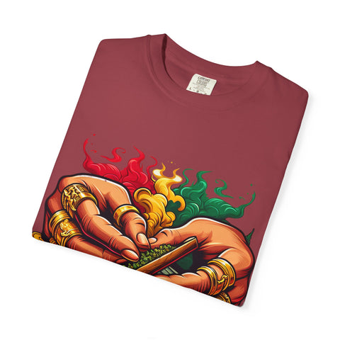 Vibrant Herbal Tees - Unisex Garment-Dyed T-shirt with Hand Rolling Design