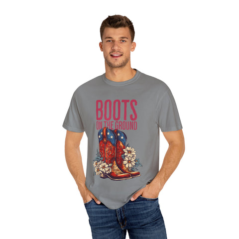 Vintage Western Boots Graphic T-Shirt - "Boots on the Ground"