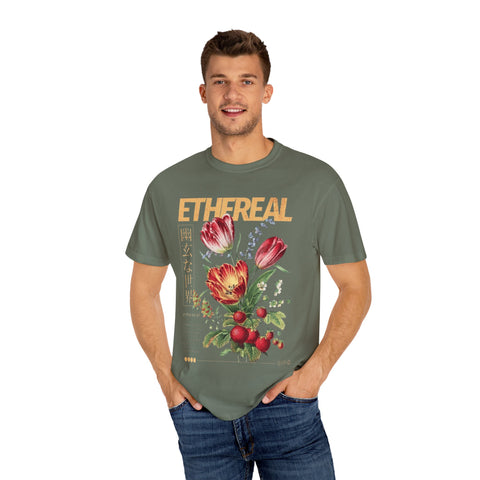 Ethereal Floral Unisex Garment-Dyed T-Shirt