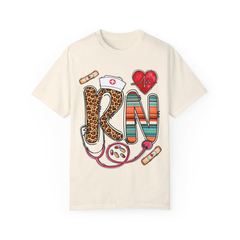 RN Nurse Graphic T-Shirt - Cute Leopard Print Design for Healthcare Workers