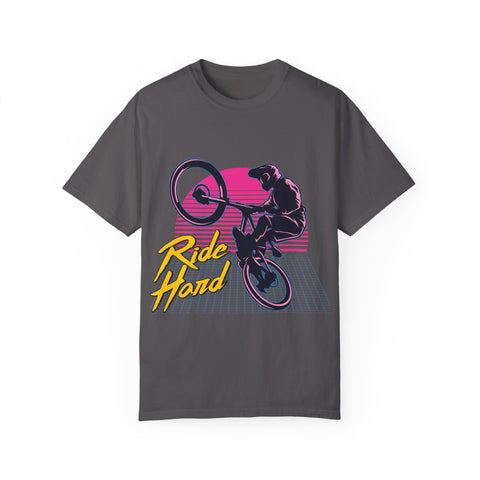 Ride Hard Unisex Garment-Dyed T-Shirt - Perfect for Cyclists & Outdoor Enthusiasts