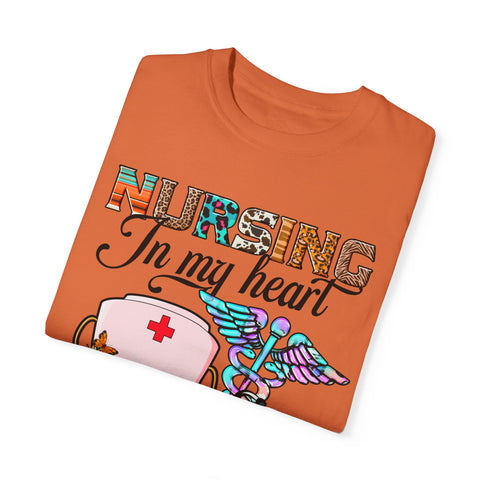 Nursing Heart T-Shirt - Unisex Garment-Dyed Tee for Healthcare Workers