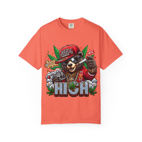 Hip Hop Bear Graphic T-Shirt - Unisex Cool Streetwear for Cannabis Lovers