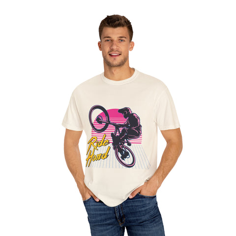 Ride Hard Unisex Garment-Dyed T-Shirt - Perfect for Cyclists & Outdoor Enthusiasts