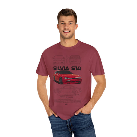 Retro Car Art Unisex Garment-Dyed T-shirt - SILVIA 514 Graphic Tee