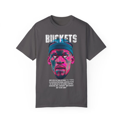 Unisex Garment-Dyed T-Shirt - Retro Sports Graphic "BUCKETS"