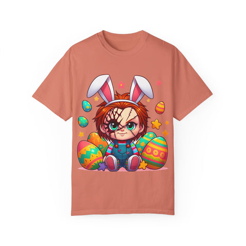 Cute Chucky Easter T-Shirt - Unisex Garment-Dyed Tee for Horror Fans