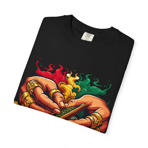 Vibrant Herbal Tees - Unisex Garment-Dyed T-shirt with Hand Rolling Design