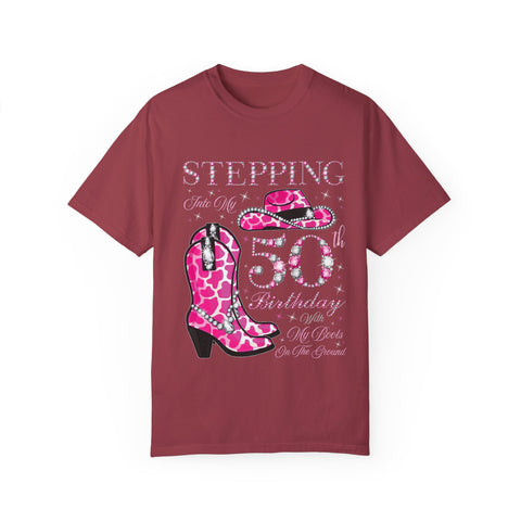50th Birthday Cowgirl T-Shirt | Unisex Garment-Dyed Tee