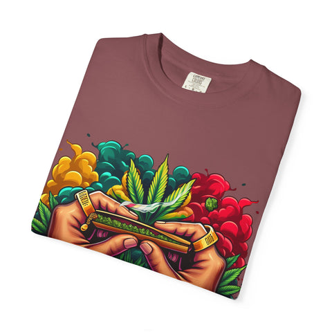 Vibrant Cannabis Lover's T-Shirt - Unisex, Garment-Dyed with Artistic Design