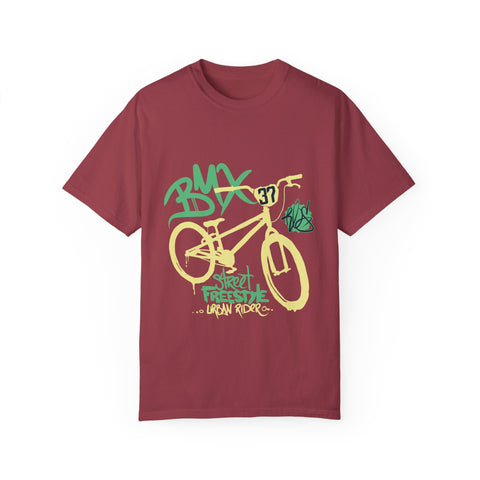 Urban BMX Rider Garment-Dyed T-Shirt | Casual Streetwear for Cycling Enthusiasts