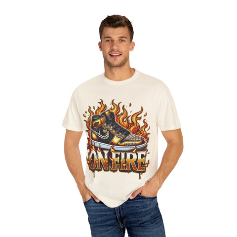 Unisex Garment-Dyed T-Shirt - 'On Fire' Graphic Tee for Sneaker Enthusiasts