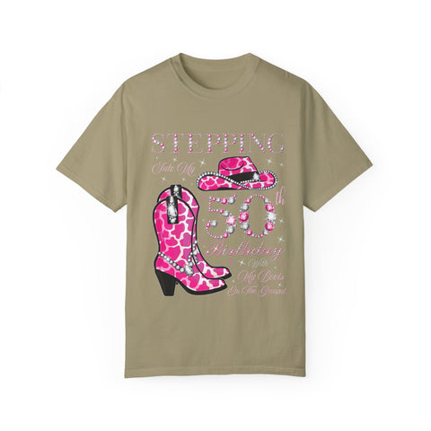 50th Birthday Cowgirl T-Shirt | Unisex Garment-Dyed Tee