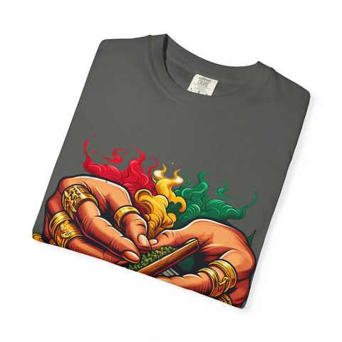 Vibrant Herbal Tees - Unisex Garment-Dyed T-shirt with Hand Rolling Design