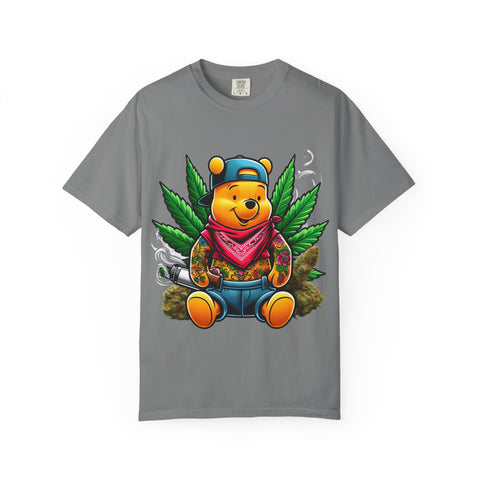 Hipster Bear T-Shirt - Unisex Garment-Dyed Tee with Cannabis Design