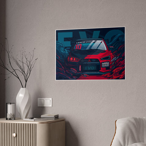 Lancer Evolution Gloss Poster - Retro Car Artwork for Auto Enthusiasts