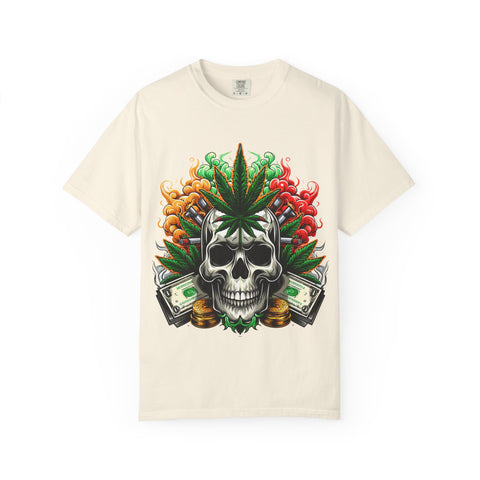 Skull & Cannabis Unisex T-Shirt - Bold Graphic Tee for Cannabis Enthusiasts