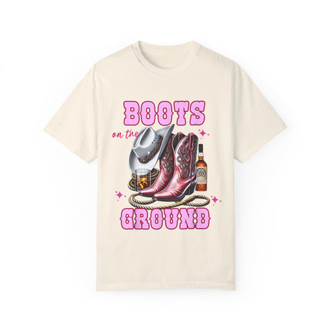 Unisex Garment-Dyed T-shirt - "Boots on the Ground" Country Vibe Tee