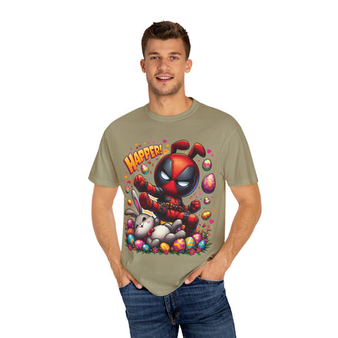 Funny Deadpool Easter T-Shirt - Unisex Garment-Dyed Tee for Comic Fans