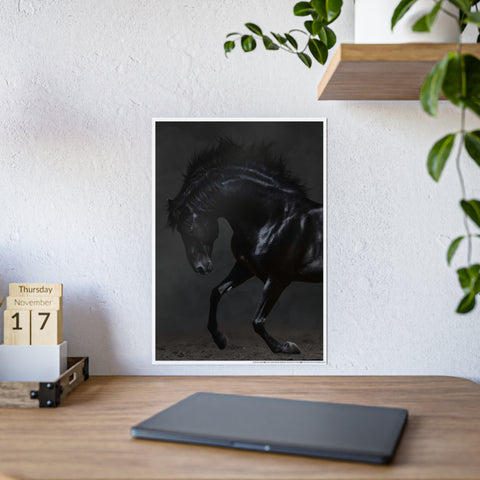 Elegant Horse Gloss Poster - Dramatic Equine Art for Home Decor
