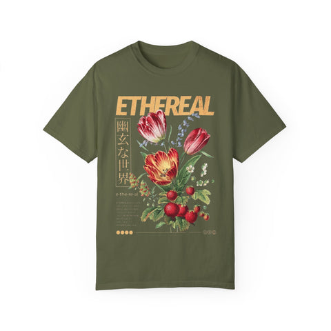 Ethereal Floral Unisex Garment-Dyed T-Shirt