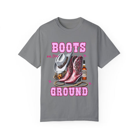 Unisex Garment-Dyed T-shirt - "Boots on the Ground" Country Vibe Tee