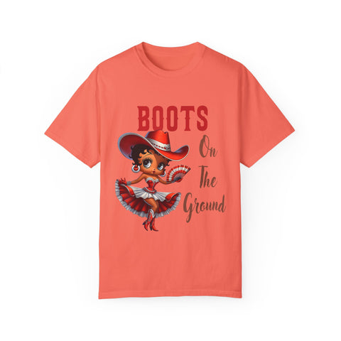 Boots On The Ground Unisex Garment-Dyed T-Shirt - Fun Western Style Tee for Festival Season
