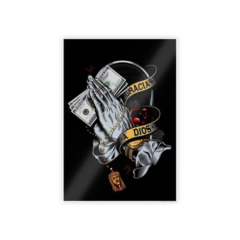 Glossy Prayer Art Poster - "Gracias Dios" Wall Decor