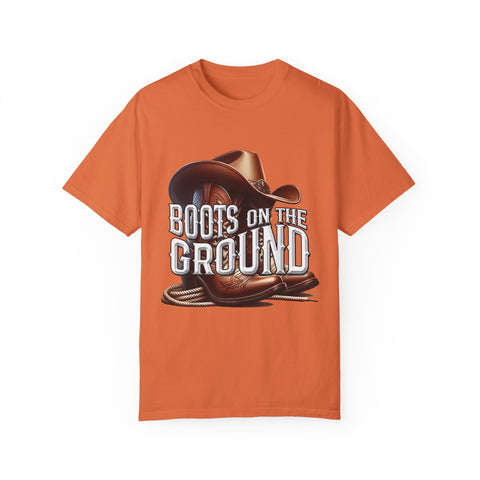 Unisex Garment-Dyed T-Shirt - 'Boots on the Ground' Country Lifestyle Tee