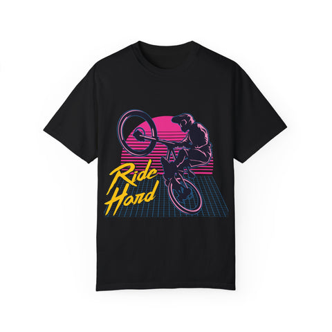 Ride Hard Unisex Garment-Dyed T-Shirt - Perfect for Cyclists & Outdoor Enthusiasts