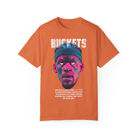 Unisex Garment-Dyed T-Shirt - Retro Sports Graphic "BUCKETS"
