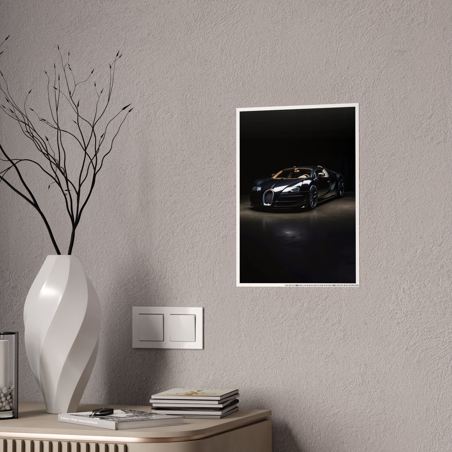 Glossy Car Wall Art Poster - Elegant Black Sports Car Decor