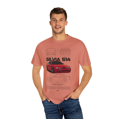 Retro Car Art Unisex Garment-Dyed T-shirt - SILVIA 514 Graphic Tee
