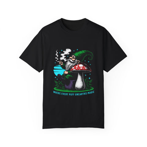 Magic Gnome T-shirt - Where Every Puff Unearths Magic | Unisex Garment-Dyed Tee for Nature Lovers