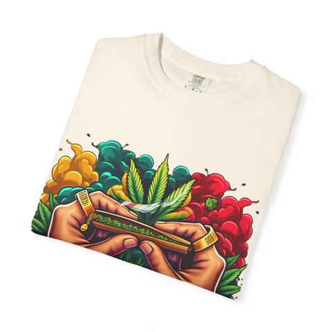 Vibrant Cannabis Lover's T-Shirt - Unisex, Garment-Dyed with Artistic Design