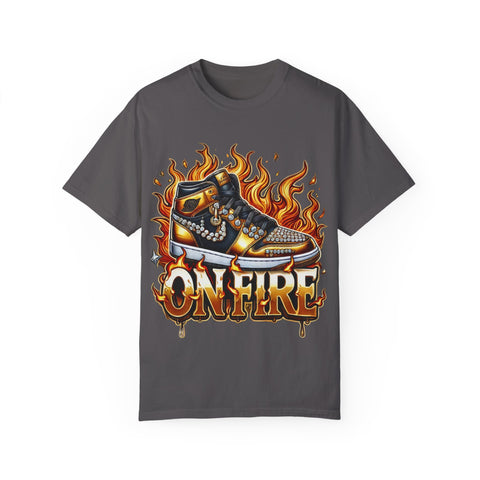 Unisex Garment-Dyed T-Shirt - 'On Fire' Graphic Tee for Sneaker Enthusiasts