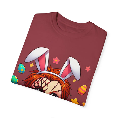 Cute Chucky Easter T-Shirt - Unisex Garment-Dyed Tee for Horror Fans