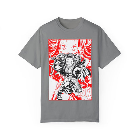 Anime-Inspired Unisex Garment-Dyed T-Shirt - Bold Character Design