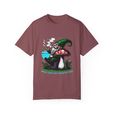 Magic Gnome T-shirt - Where Every Puff Unearths Magic | Unisex Garment-Dyed Tee for Nature Lovers