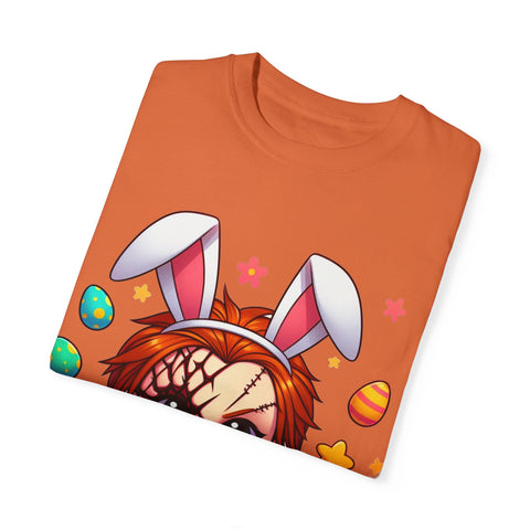 Cute Chucky Easter T-Shirt - Unisex Garment-Dyed Tee for Horror Fans