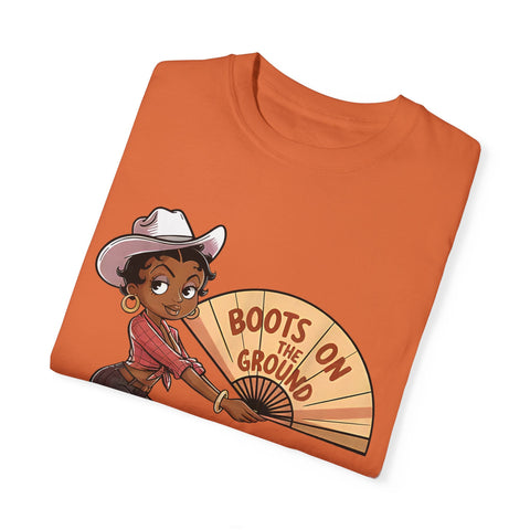 Boots on the Ground Unisex T-Shirt - Rustic Cowboy Vibe, Perfect for Festivals and Casual Outings