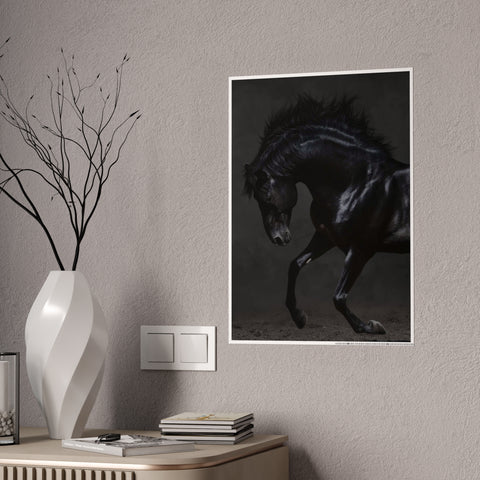 Elegant Horse Gloss Poster - Dramatic Equine Art for Home Decor
