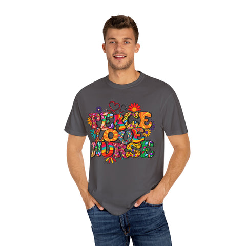 Peace Love Music Unisex Garment-Dyed T-shirt